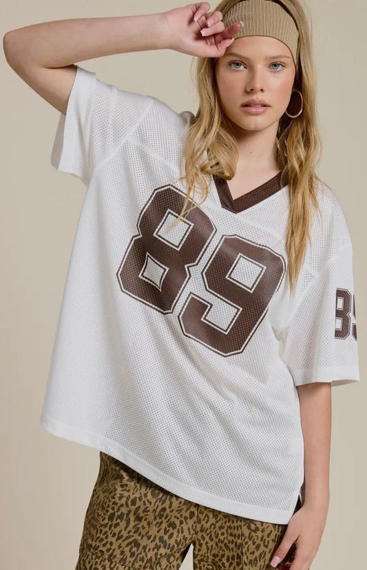 V NECK OVERSIZED JERSEY SHIRT
