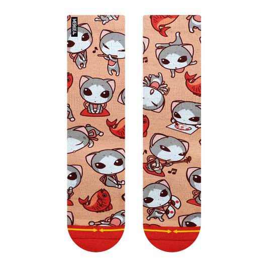 CUTE KITTIES CREW SOCKS WITH ART BY RYO TANIGUCHI