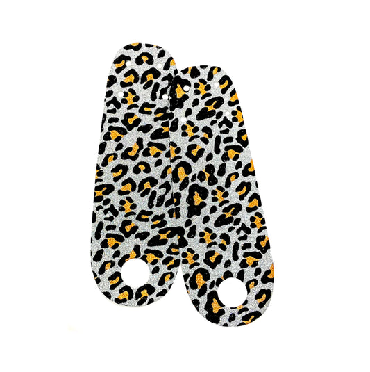 SILVER LEOPARD GLITTER TOE GUARDS (PAIR)