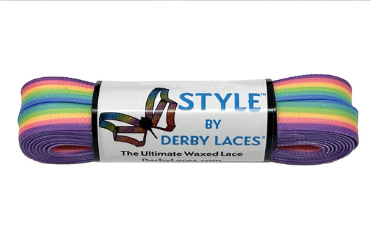 DERBY LACES-PASTEL RAINBOW PINK, PURPLE 96 INCH (244CM)
