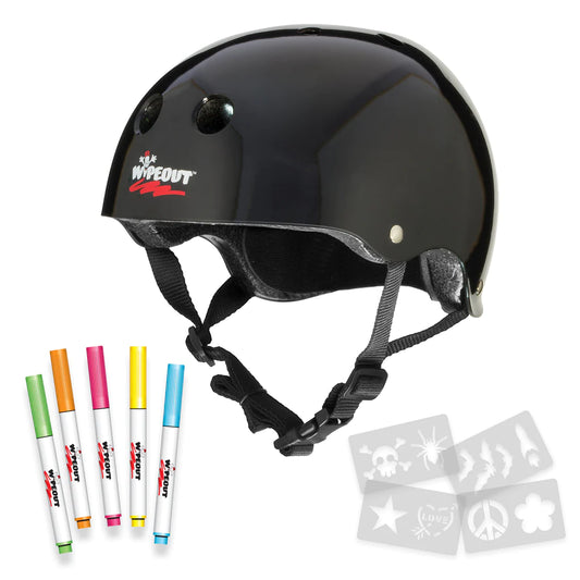 WIPEDOUT DRY ERASE KIDS HELMET BLACK