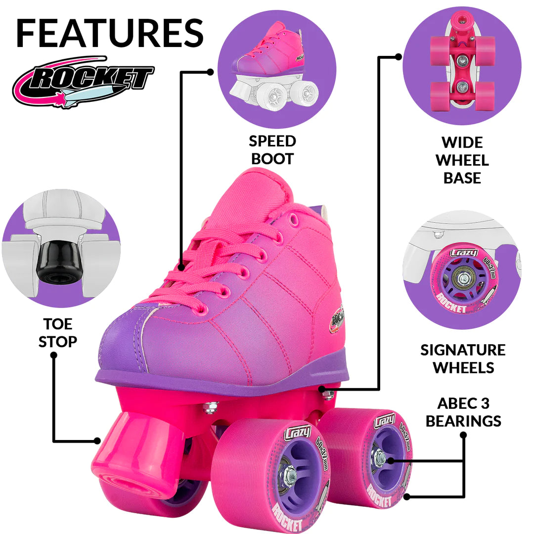 ROCKET JR ROLLER SKATES-PINK/PURPLE