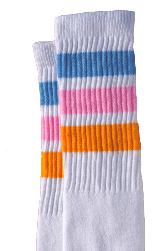 22-INCH KNEE HIGH SOCKS-BABY BLUE, PINK AND GOLD