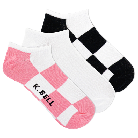 CHECKER ANKLE WOMENS SOCKS (3PK)