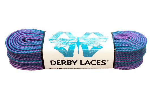 DERBY LACES-PURPLE/TEAL 96 INCH (244CM)-NARROW 10MM WIDE