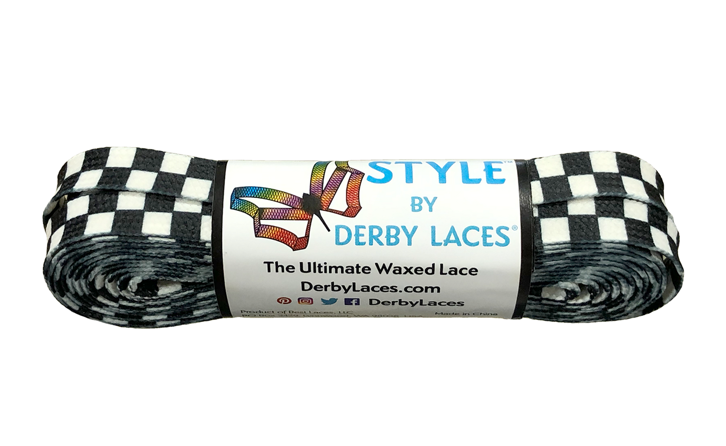 DERBY LACES-CHECKERED 96 INCH (10MM WIDE)