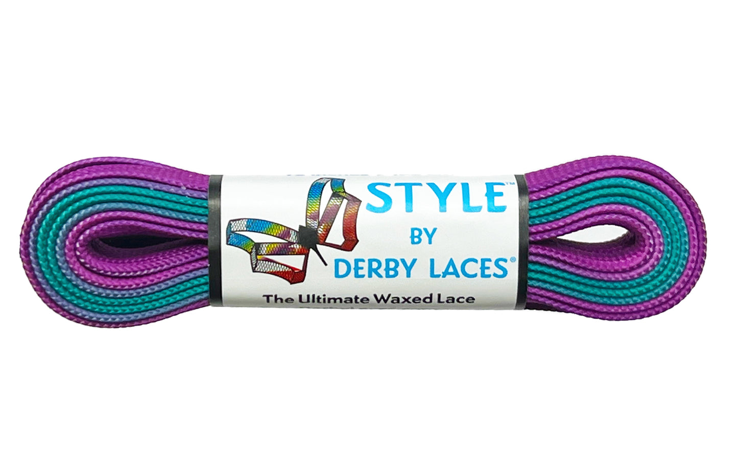 DERBY LACES-OMBRE PURPLE TEAL 96 INCH (244CM)-NARROW 10MM WIDE