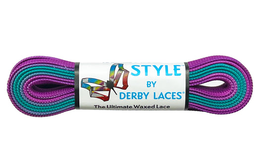 DERBY LACES-OMBRE PURPLE TEAL 72 INCH (183CM)-NARROW 10MM WIDE