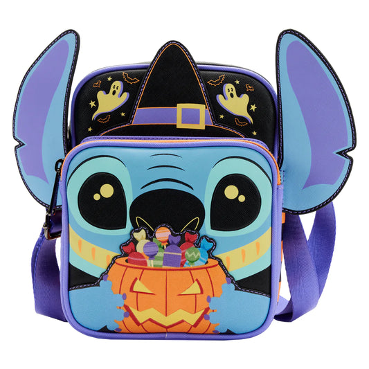 Loungefly Disney Lilo and Stitch Cross body bag. Lilo and Stitch glows in the dark. This cute blue halloween bag is the cutes!!